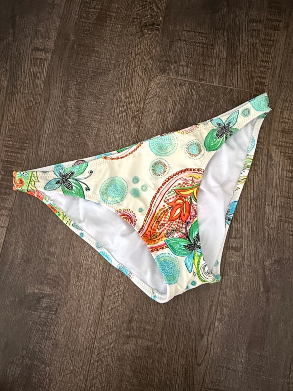 Women’s Cream Paisley Floral Bikini Bottoms